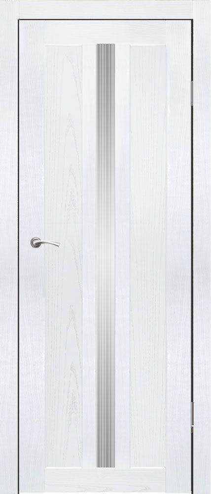 Полотно дверное остекленное Эко-шпон Ванкувер-1, 2000*600 РоялВуд Белый,зеркало серебро, песк. Рейн