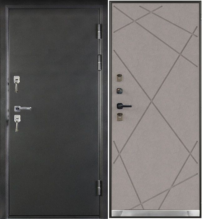 Дверь металлическая ВИНТЕР-100 Дуб шале морёный (Бетон) 2066х880 правая