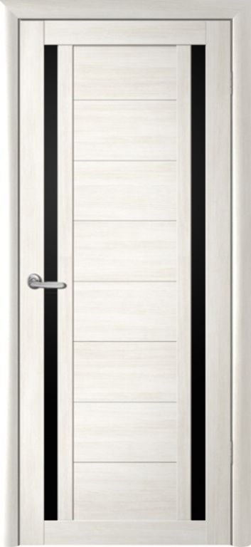 Полотно дверное остекленное Эко-шпон Рига 700 белый кипарис черный акрилат