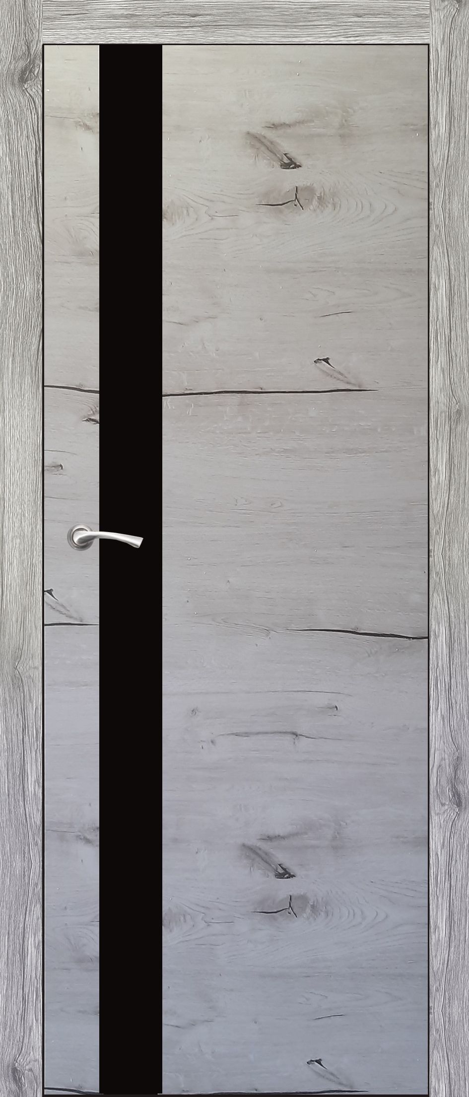 Полотно дверное остекленное Эко-шпон Перфектум, 2000*900 дуб полярный, стекло черное