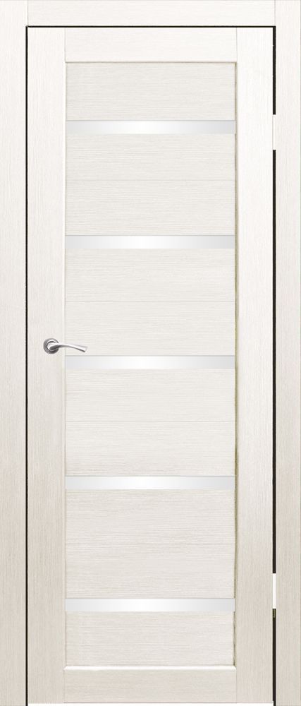 Полотно дверное остекленное Эко-шпон Аврора 600 Дуб перламутр, белый лакобель