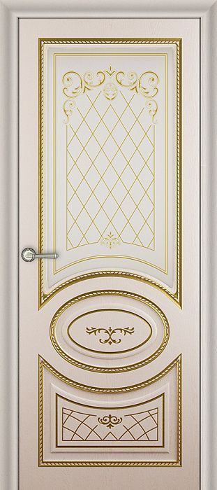 Полотно дверное остекленное ПВХ Флоренция 2000*600 Ясеньзолото/золото патина, стекло худ.печать
