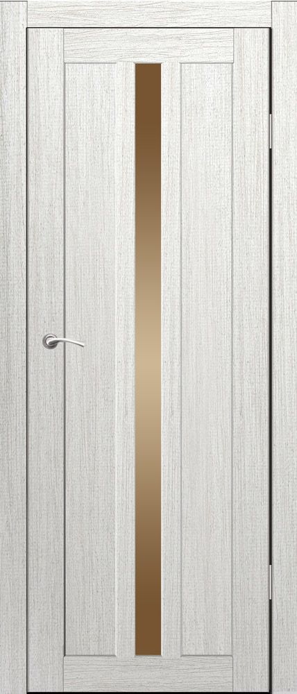 Полотно дверное остекленное Эко-шпон Монреаль 1, 2000*600 Роял Белый, стекло бронза сатин
