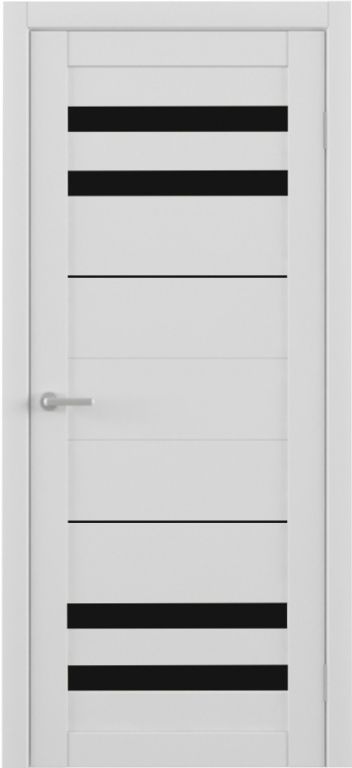 Полотно дверное остекленное Эко-шпон Пекин 700 белый кипарис стекло черное