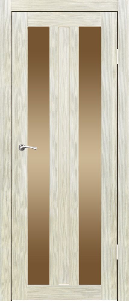 Полотно дверное остекленное Эко-шпон Монреаль 2, Н 2120*700 Капучино, стекло бронза сатин