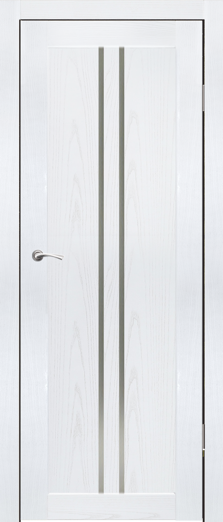Полотно дверное остекленное Эко-шпон Токио 700*2000 Ясень белый стекло сатинат