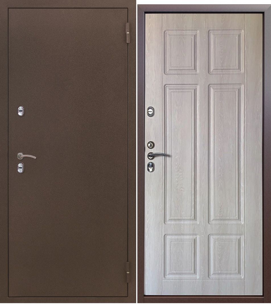 Дверь металлическая ДС 3-К Тепло, Меландж светлый 2050х860 левая