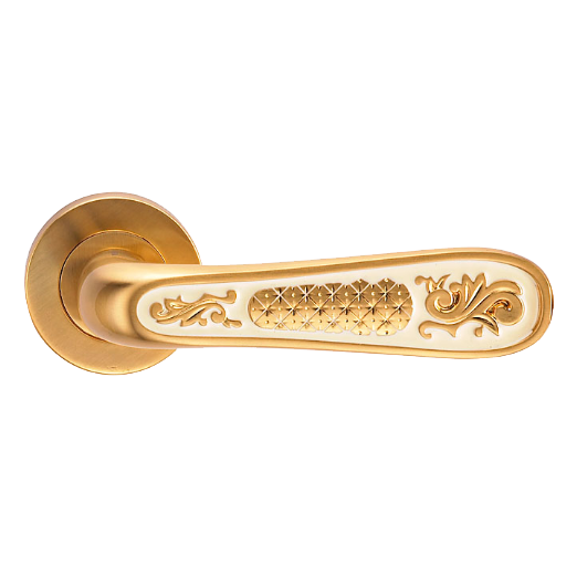 Ручка дверная на круглой розетке "GENESIS" ALIVIO S. GOLD матовое золото/эмаль