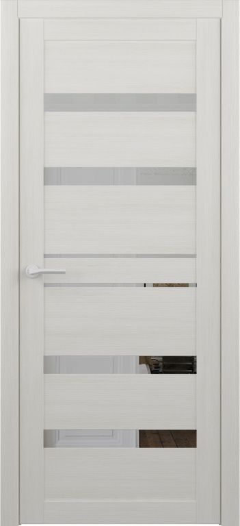 Полотно дверное остекленное Эко-шпон Дрезден 800 белый кипарис, зеркало