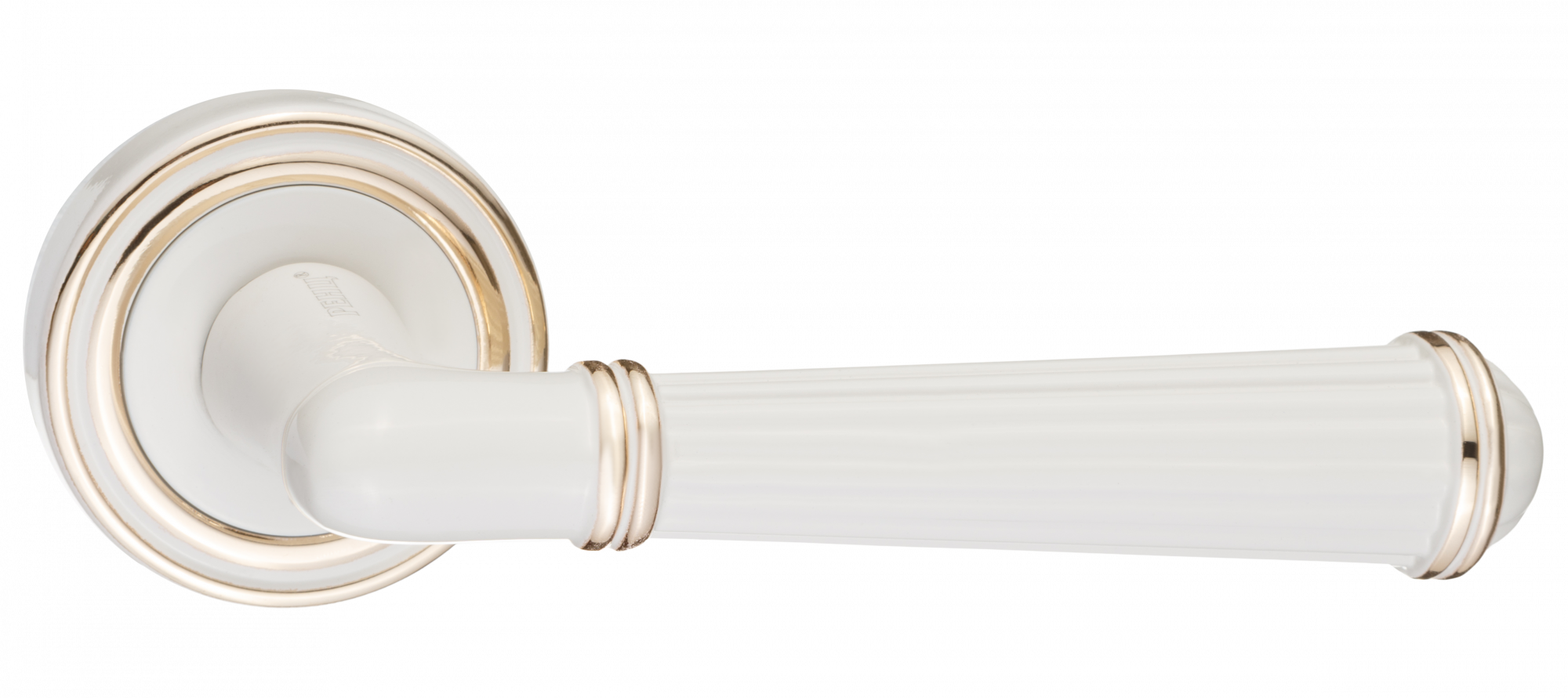 Ручка дверная "Новара", матовый супер белый/латунь блестящая