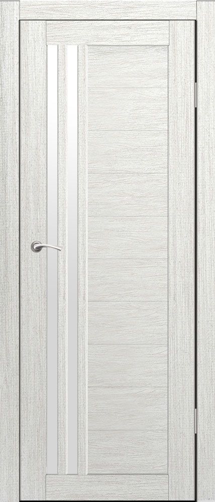 Полотно дверное остекленное Эко-шпон Квебек, Н 19400*700 Белый кашемир, стекло серый сатин