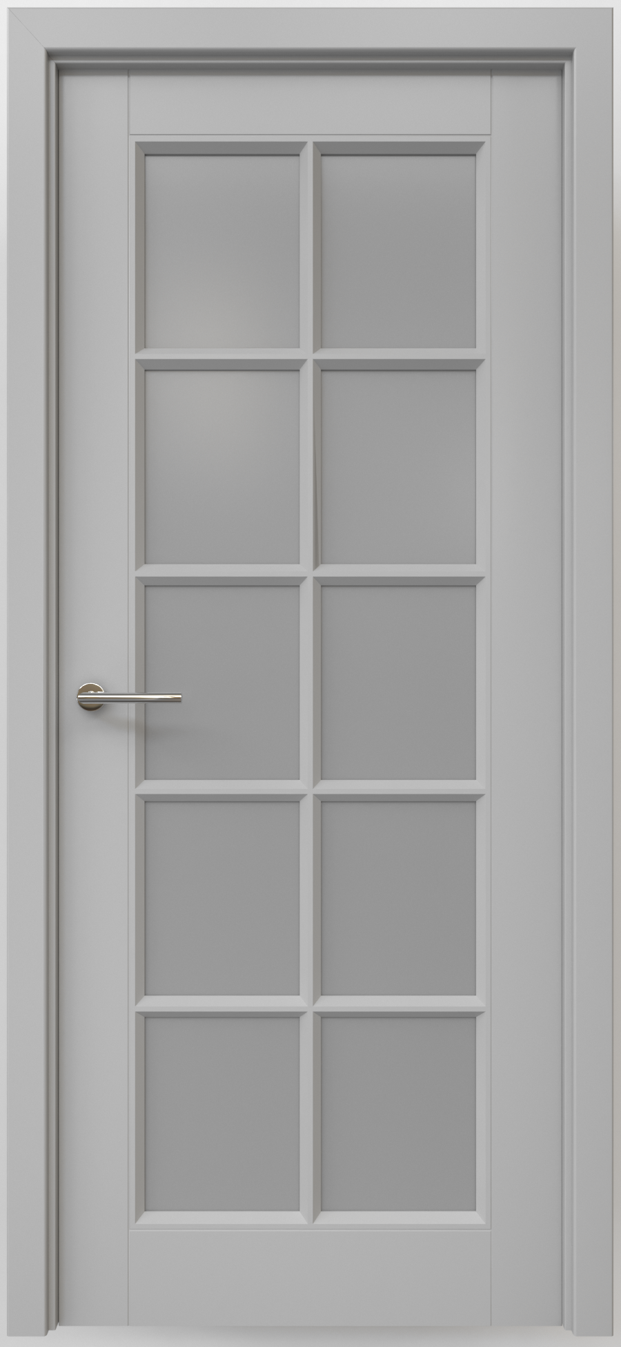 Полотно дверное остекленное Эмаль Классика-5 ЛЕВОЕ 900 серый стекло мателюкс (защелка маг.)