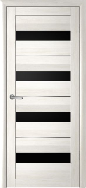 Полотно дверное остекленное Эко-шпон Барселона 900 белый кипарис черный акрилат