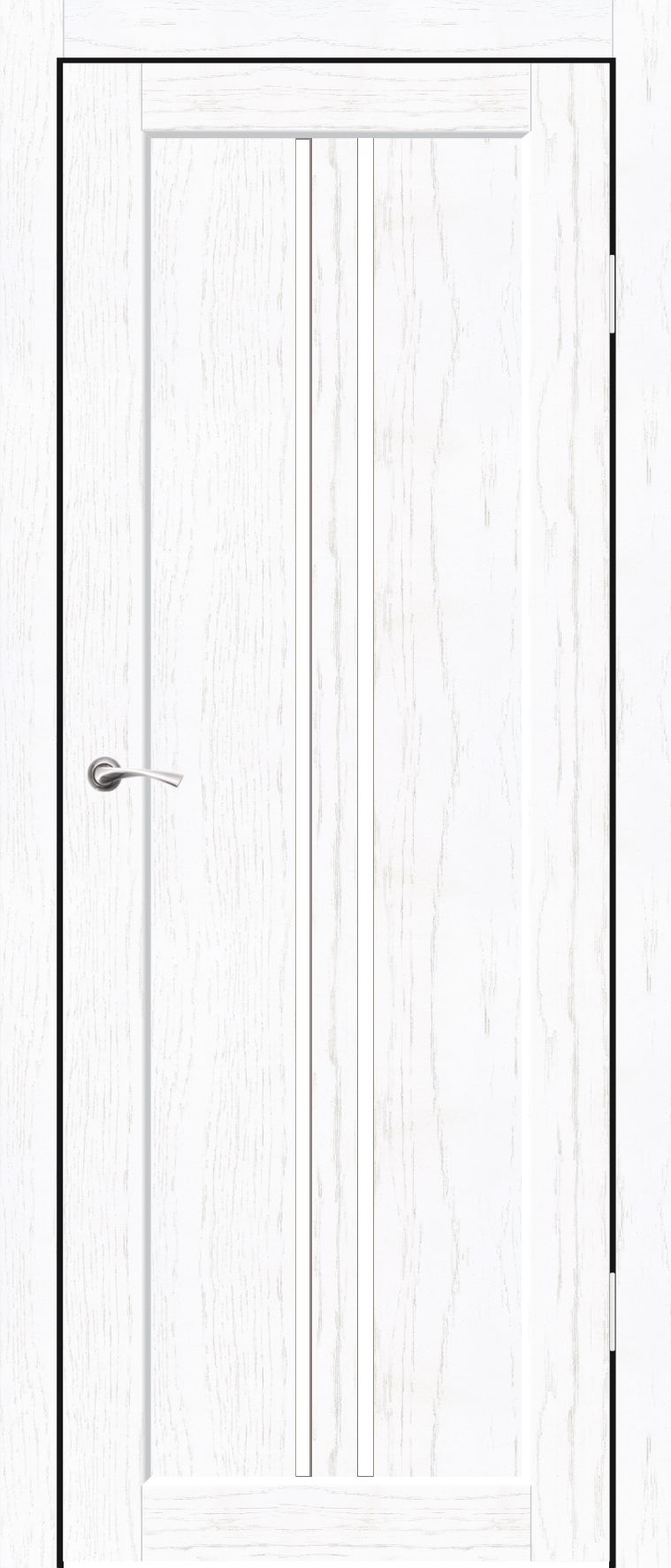 Полотно дверное остекленное Эко-шпон Токио Н 700*2050 Роял белый стекло лакобель белое