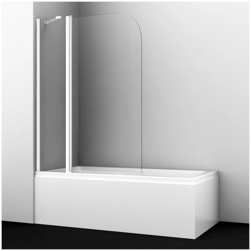 Шторка для ванны Azario MERRIT 1100(700+400)х1400 прозрачное стекло 6 мм, цвет профиля серебро (AZ-NF6221 1100)