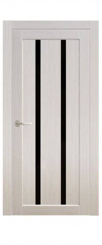 Полотно дверное остекленное Эко-шпон Сицилия 700 Дуб перламутр черный лакобель