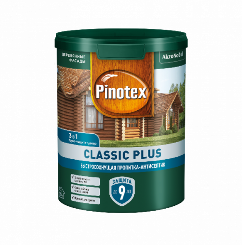 Пропитка-антисептик Pinotex Classic Plus 3 в 1 CLR 0,9л.