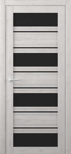 Полотно дверное остекленное Soft Touch Монтана 700 Жемчужный, стекло черное