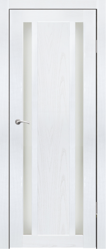 Полотно дверное остекленное Эко-шпон Калгари-2 800*2000 Ясень белый, стекло сатин матовый