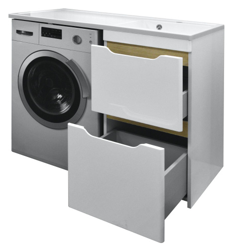 Комплект тумба с раковиной AZARIO Magenta 110 правая под стиральную машину (46) белая (CS00079140)
