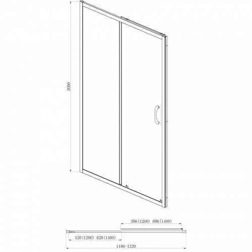 Душевая дверь Azario MILTON 1400х2000 L/R, прозрачное стекло 6 мм, цвет профиля серебро (AZ-ND6121 1400)
