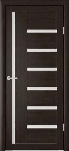 Полотно дверное остекленное Эко-Шпон Мадрид 600 темный кипарис стекло матовое