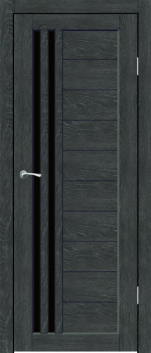 Полотно дверное остекленное Эко-шпон Квебек, 2000*900 Гранит, стекло черная лакобель