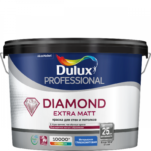 Краска Dulux Diamond Extra Matt BW 9 л глубокоматовая латексная краска