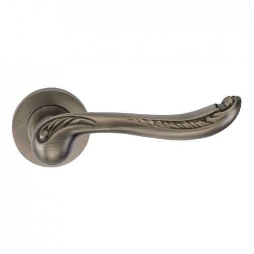 Ручка дверная на круглой розетке "GENESIS" ACANTO BL. SILVER (20G) черненое серебро