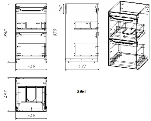 Комплект тумба с раковиной AZARIO Magenta 110 левая под стиральную машину (46) белая (CS00078394)