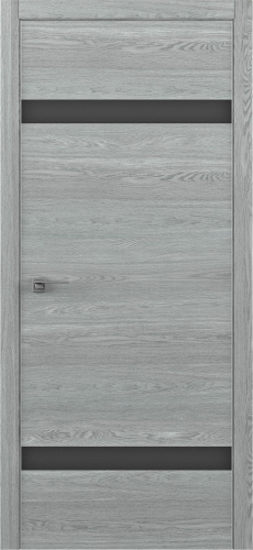 Полотно дверное остекленное Art-шпон S 600 дуб скальный, стекло черное схема STATUS-2 (Morelli 1895)