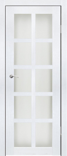 Полотно дверное остекленное Эко-шпон Анжур 2000*900 Ясень белый, стекло матовое