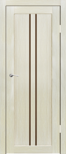 Полотно дверное остекленное Эко-шпон Токио 800*2000 Шагрень Капучино, стекло бронза сатин