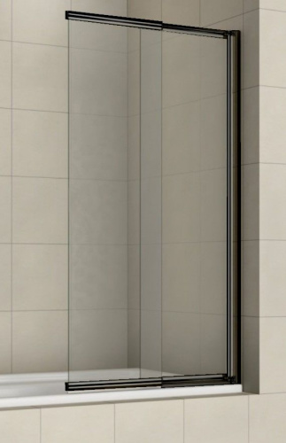 Шторка для ванны Azario MERRIT 1000х1400, Easy Clean раздвижная, прозрачное стекло 5 мм, цвет профиля черный (AZ-NF6122 1000 BLACK)