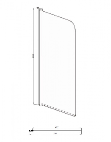Шторка для ванны Azario MERRIT 700х1500, прозрачное стекло 5 мм, цвет профиля черный (AZ-NF6211 700 BLACK)