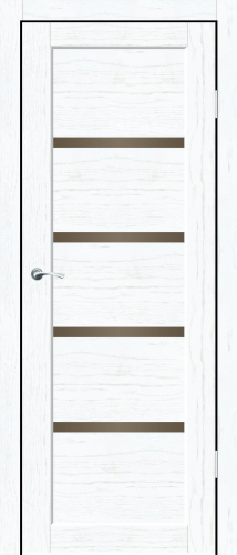 Полотно дверное остекленное Эко-шпон Торонто-4, 2000*600 РоялВуд белый, стекло бронза сатин