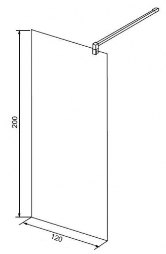Душевая перегородка LORANTO Walk-in 120х200 регулируемый кронштейн 80-100, прозрачное стекло 8 мм, профиль хром (CS-L1020 120)