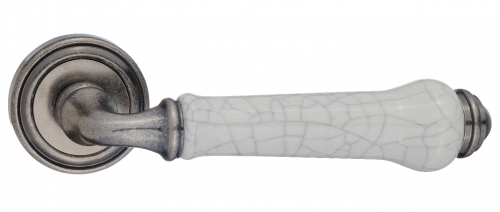 Ручка дверная "Сиракузы", серебро античное/состаренная керамика