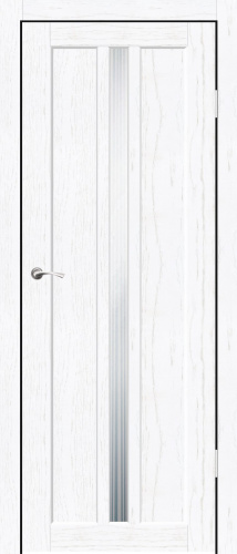 Полотно дверное остекленное Эко-шпон Ванкувер-1 700*38*2000 РоялВуд белый ст зеркало пескоструй Рейн