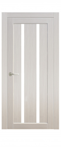 Полотно дверное остекленное Эко-шпон Сицилия 600 Дуб перламутр белый лакобель