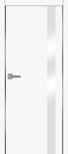 Полотно дверное остекленное Эко-шпон с алюмин. кромкой МАНХЭТТЕН-5, 2000*600 Белый софт, ст. белое