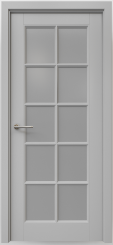 Полотно дверное остекленное Эмаль Классика-5 ЛЕВОЕ 600 серый стекло мателюкс (защелка маг.)