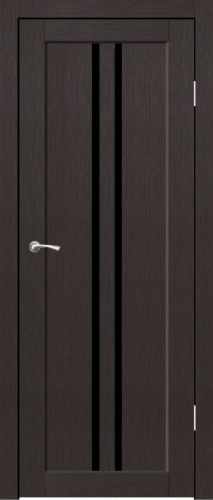 Полотно дверное остекленное Эко-шпон Питтсбург 2000*900 Венге, стекло черный лакобель