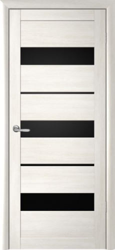 Полотно дверное остекленное Эко-шпон Прага 900 белый кипарис черный акрилат