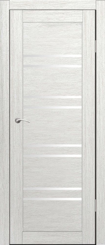 Полотно дверное остекленное Эко-шпон Окинава 850*2000 Артик, стекло белое лакобель