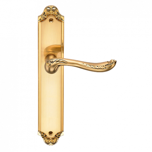 Ручка дверная на длинной планке "GENESIS" ACANTO S. GOLD (CL) под ключ. цилиндр, матовое золото