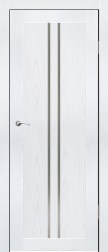 Полотно дверное остекленное Эко-шпон Токио 700*2000 Ясень белый стекло сатинат
