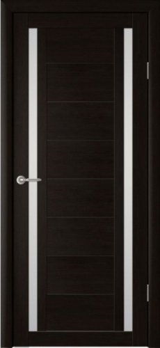 Полотно дверное остекленное Эко-шпон Рига 600 темный кипарис стекло матовое
