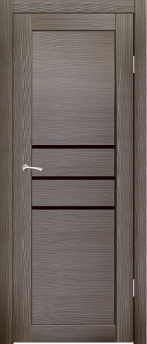 Полотно дверное остекленное Эко-шпон Мураками 2000*800 Какао, стекло черный лакобель