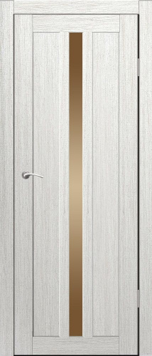 Полотно дверное остекленное Эко-шпон Монреаль 1, 2000*800 Роял Белый, стекло бронза сатин